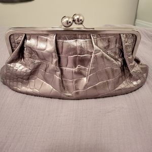 Goldenbleu kisslock silver snakeskin clutch purse. Gently used, great condition!